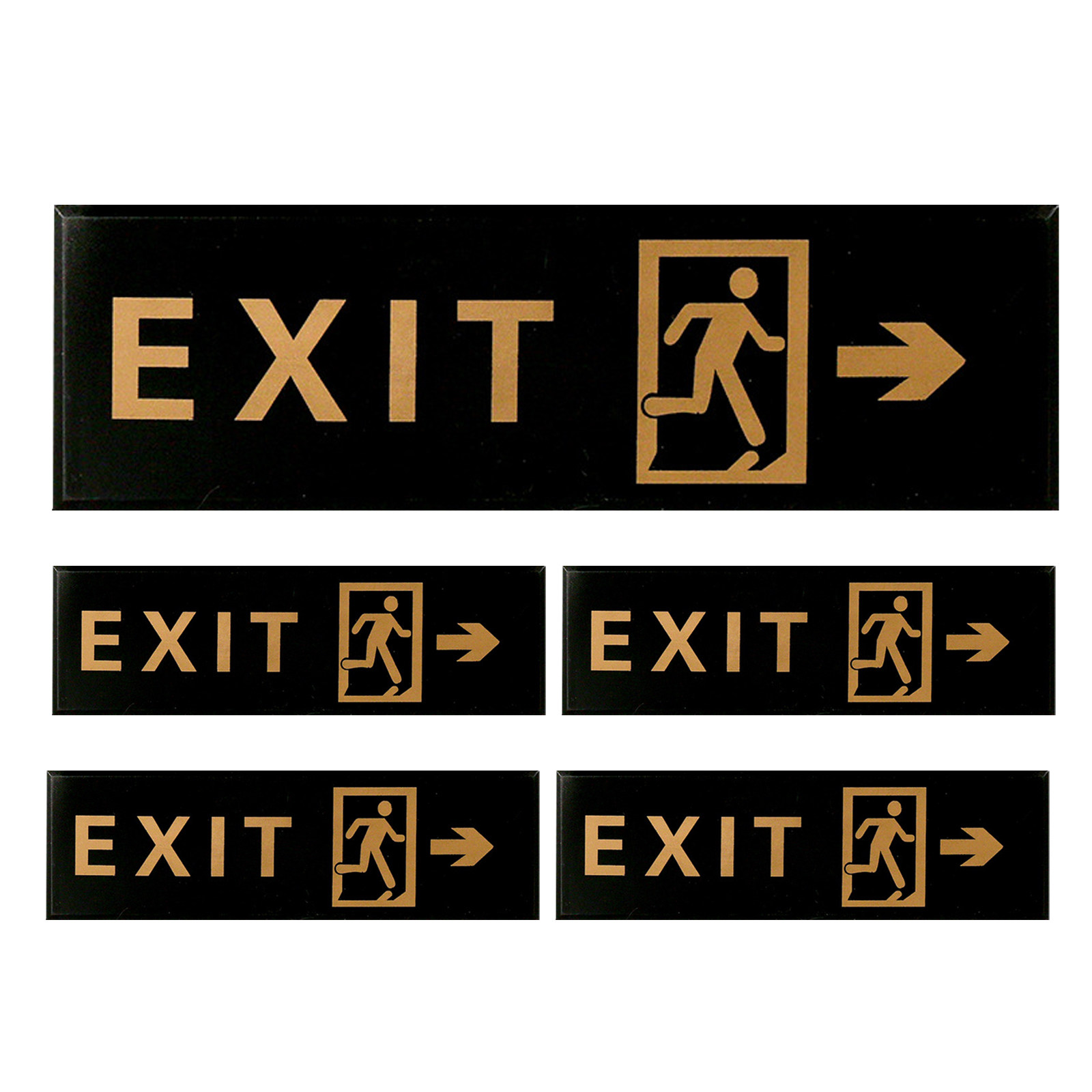 Emergency Exit Sign - 5 stuks uitgangsbord zelfklevend acryl nooduitgangsplaat