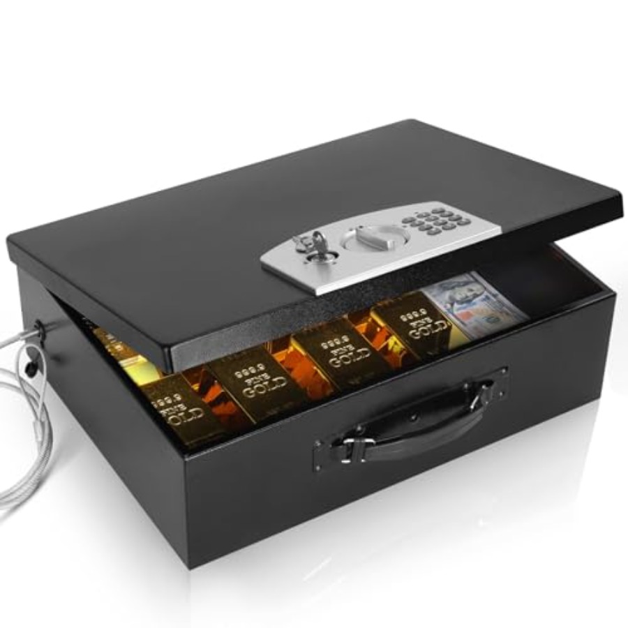 Fire Safe Document - Draagbare metalen kluis met digitaal cijferslot,