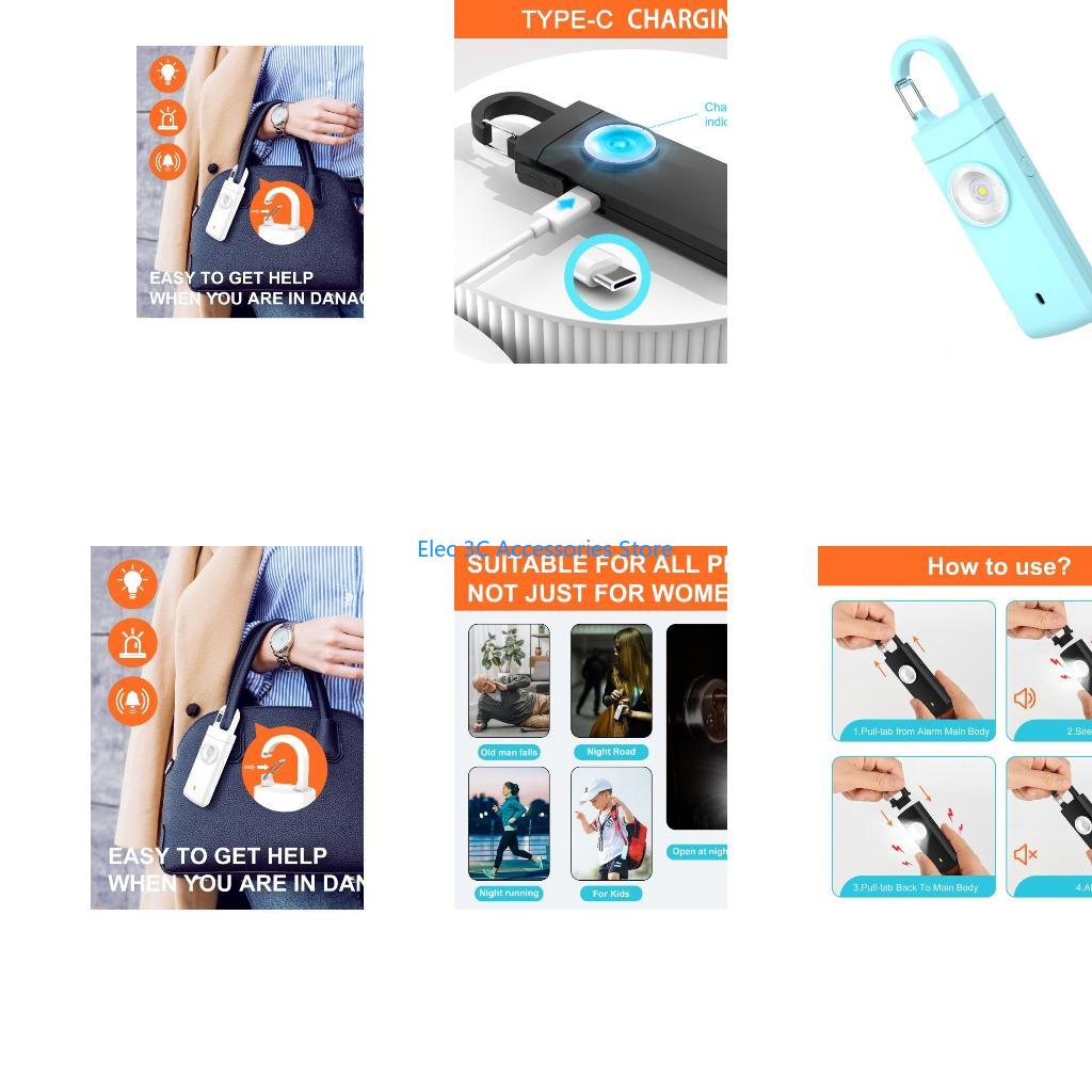 Personal Alarm Keychain - Y51A Oplaadbare 140 contactadvertentie-alarmsleutelhangers voor dames