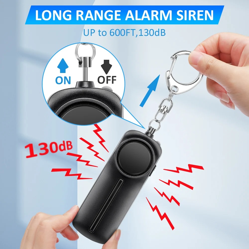 Personal Alarm Keychain - Zelfverdedigingsalarm 130dB Ultra Luid Alarm Voor