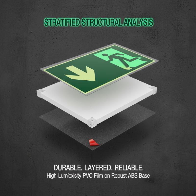 Emergency Exit Sign - 1 vel Glow-In-The-Dark Safety Exit Emergency